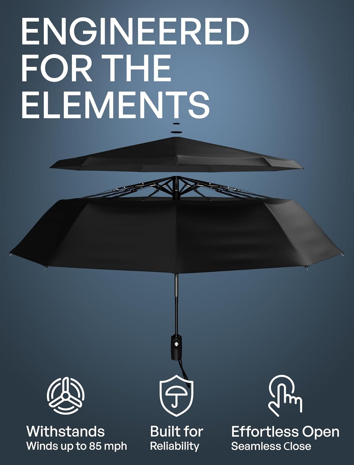 REPEL Windproof Travel Umbrella  - Compact & Withstands Winds up to 85MPH image 2